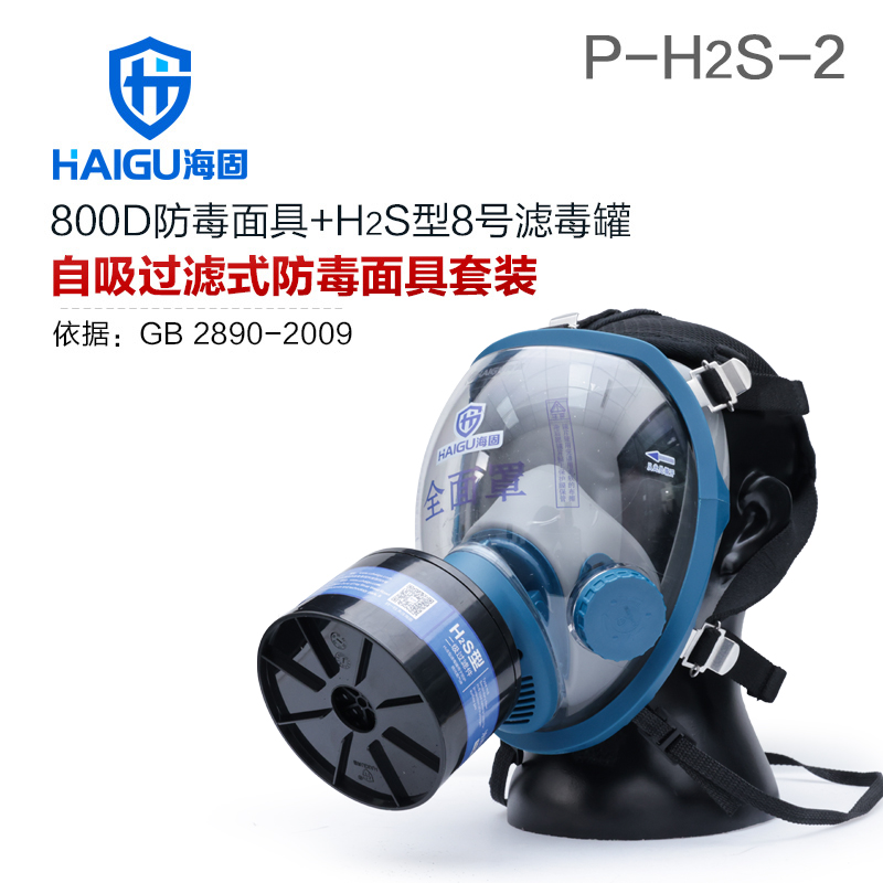 双色球历史开奖800D全面罩+HG-ABS/P-H2S-2滤毒罐 硫化氢气体防护套装
