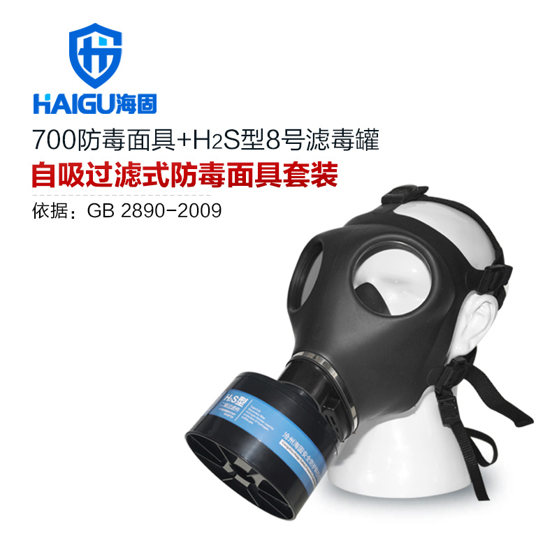 双色球历史开奖700全面罩+HG-ABS/P-H2S-2滤毒罐 硫化氢活性炭防毒面具