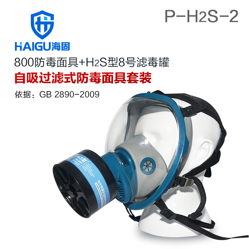 双色球历史开奖800全面罩+HG-ABS/P-H2S-2滤毒罐 硫化氢活性炭防毒面具